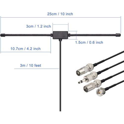  Bingfu FM Radio Antenna FM Dipole Antenna FM Antenna for Stereo Receiver Indoor Pioneer Onkyo Yamaha Marantz Bose Wave Music System FM Radio Home Stereo Receiver AV Audio Video Hom