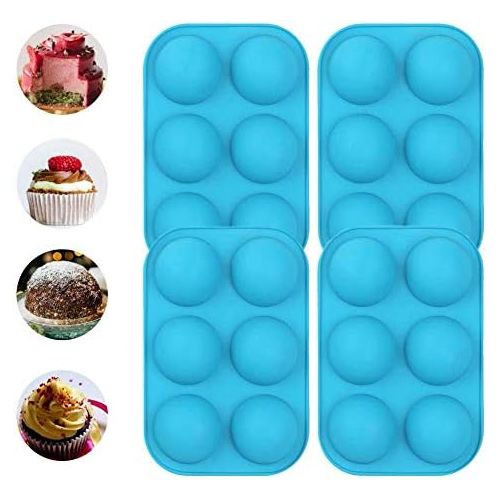  [아마존베스트]BINGLALA 4Packs Medium Semi Sphere Silicone Mold, Baking Mold for Hot Chocolate Bomb, Cake, Jelly, Dome Mousse (4PCS, Black)