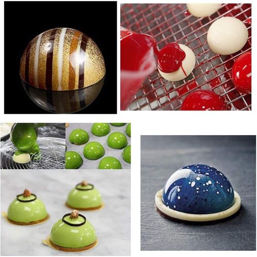  [아마존베스트]BINGLALA 4Packs Medium Semi Sphere Silicone Mold, Baking Mold for Hot Chocolate Bomb, Cake, Jelly, Dome Mousse (4PCS, Black)