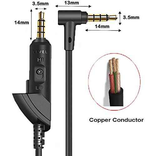  BINGLE Replacement Audio Cable Extension Cords ONLY for Bose QC15 Quiet Comfort 15 Headphones Audio Jack Inline Mic/Remote Control 3.5mm to 3.5mm ? (Black)