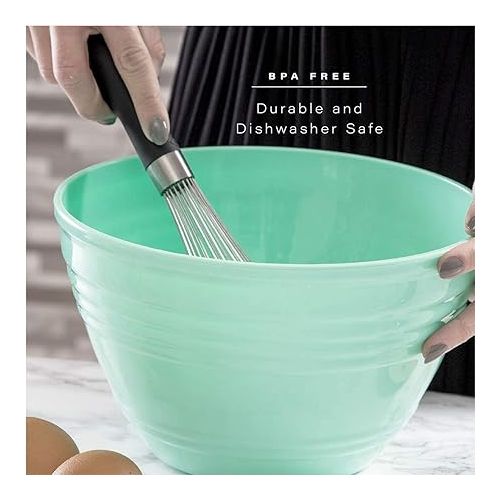  BINO | Mixing Bowl Set with Lids | Versatile Plastic Bowls for Kitchen Mixing, Serving, and Storage - 4-Piece Mixing Bowl Set in Various Sizes | Space-Saving Nesting Design | Dishwasher Safe