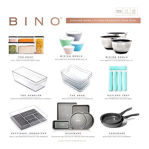  BINO 5-Slot Silverware Organizer for Drawer | Plastic Utensil Kitchen Drawers Tray Organization w/Grip Lining (Light Grey)