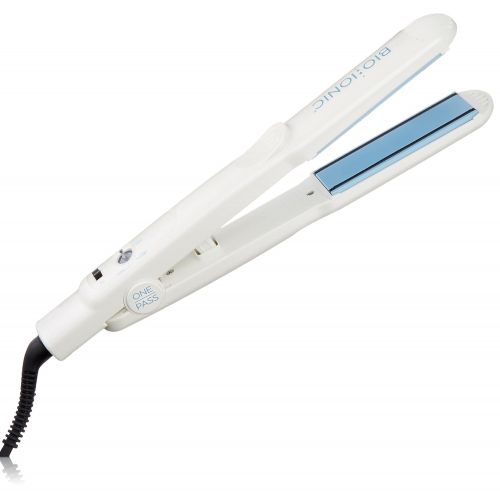  BIO IONIC Onepass Straightening Iron, 1 Inch, White, 1.6 lb.