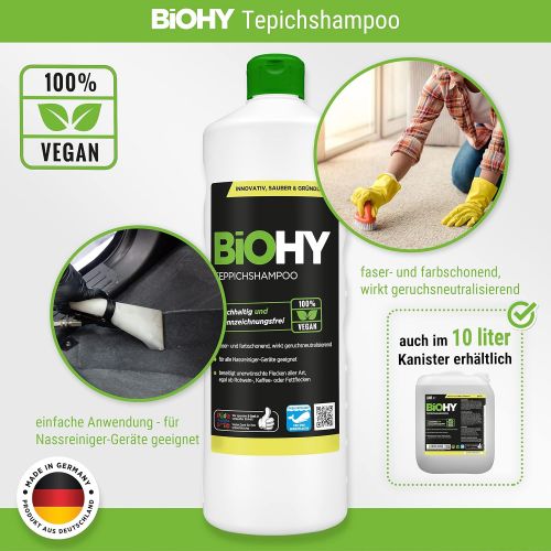  [아마존베스트]Biohy carpet shampoo concentrate 2 x 1 litre bottles + doser carpet cleaner ideal for removing stubborn stains Special designed for washing cleaners