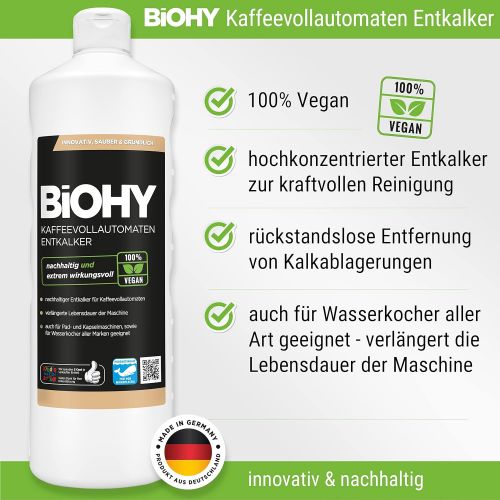  BiOHY Fully Automatic Coffee Machine Descaler (2 x 1 Litre Bottle) | Ideal for Descaling All Coffee Machines & Espresso Machines | Approx. 20 Descaling Processes/Bottle