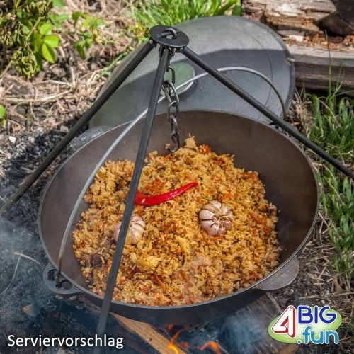  BIOL 8L Schwenktopf Camping Kazan Gusseisen Kasan Deckel Brater Campingtopf Kessel