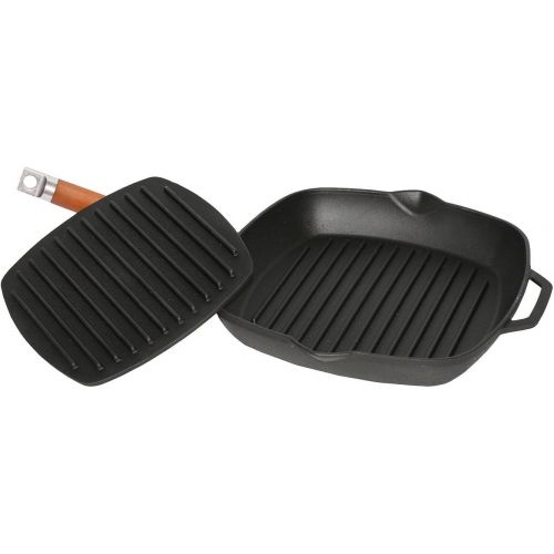  BIOL Gusseisen Grillpfanne mit abnehmbarem Induktion (21x21 mit Pressdeckel)