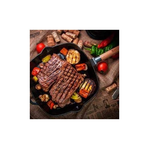  BIOL shoppingoase24 Gusseisen Grillpfanne Bratpfanne mit abnehmbaren Griff 24x 24cm