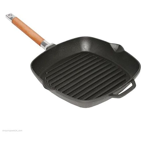  BIOL shoppingoase24 Gusseisen Grillpfanne Bratpfanne mit abnehmbaren Griff 24x 24cm