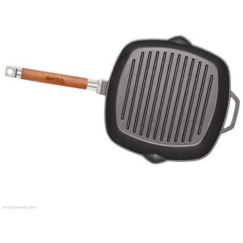  BIOL shoppingoase24 Gusseisen Grillpfanne Bratpfanne mit abnehmbaren Griff 24x 24cm