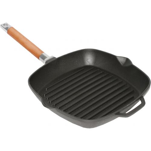  BIOL shoppingoase24 Gusseisen Grillpfanne Bratpfanne mit abnehmbaren Griff 24x 24cm