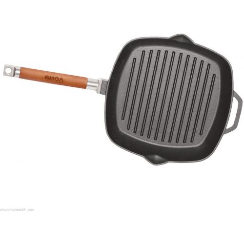  BIOL shoppingoase24 Gusseisen Grillpfanne Bratpfanne mit abnehmbaren Griff 24x 24cm