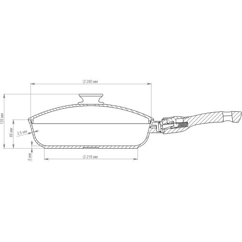  Aluminium Bratpfanne mit abnehmbarem Griff und Glasdeckel 22, 24, 26, 28cm antihaftbeschichtet biol - 28 cm