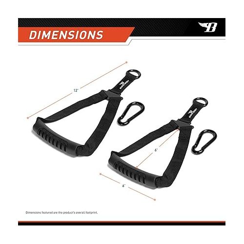  Set of 2 Single-Grip Handles with Carabiner Clips for Resistance Tube Exercise Strength Training and Cardio Workout BBSH-001