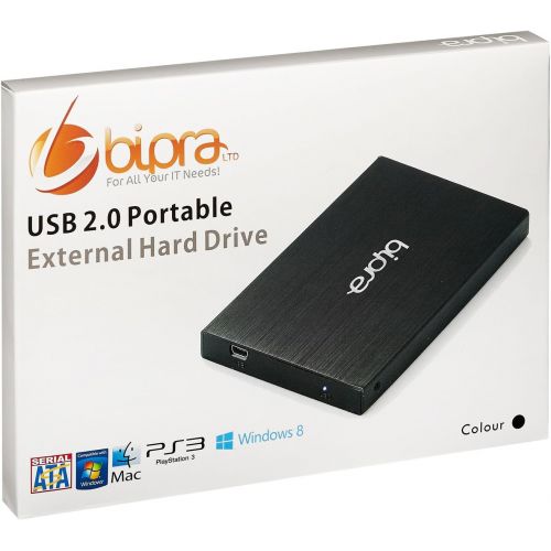  BIPRA 160Gb 160 Gb 2.5 Inch External Hard Drive Portable USB 2.0 - Black - Fat32