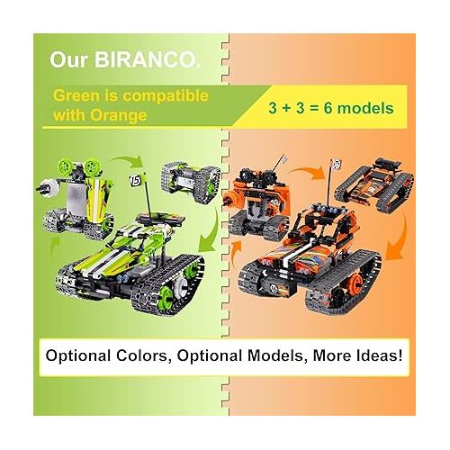  BIRANCO. Remote Control Tracked 3in1 Stunt Racer Building Kit - RC Car STEM Construction Toy, Gift Idea for Kids, Boys and Girls Ages 8-12 Year Old (353 Pcs)