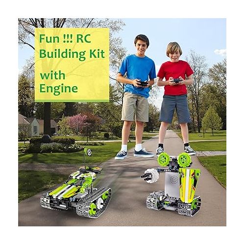  BIRANCO. Remote Control Tracked 3in1 Stunt Racer Building Kit - RC Car STEM Construction Toy, Gift Idea for Kids, Boys and Girls Ages 8-12 Year Old (353 Pcs)