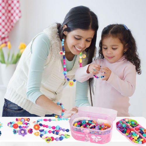  [아마존 핫딜] [아마존핫딜]BIRANCO. Pop Beads, Jewelry Making Kit - Arts and Crafts for Girls Age 3, 4, 5, 6, 7 Year Old Kids Toys - Hairband Necklace Bracelet and Ring Creativity DIY Set | Ideal Christmas Birthday G