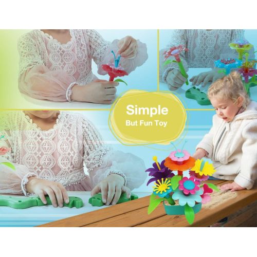  [아마존핫딜][아마존 핫딜] BIRANCO. Flower Garden Building Toys - Build a Bouquet Floral Arrangement Playset for Toddlers and Kids Age 3, 4, 5, 6 Year Old Girls Pretend Gardening Gifts (120 PCS)