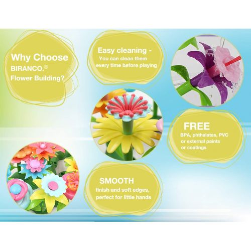  [아마존핫딜][아마존 핫딜] BIRANCO. Flower Garden Building Toys - Build a Bouquet Floral Arrangement Playset for Toddlers and Kids Age 3, 4, 5, 6 Year Old Girls Pretend Gardening Gifts (120 PCS)