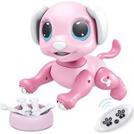 [아마존베스트]BIRANCO. Updated 2019 Smart Puppy - Remote Control, Gesture Control, STEM Programmable Actions, Lights and Sounds Electronic Pets Dog Toys, Ages 3 and Up (Pink)