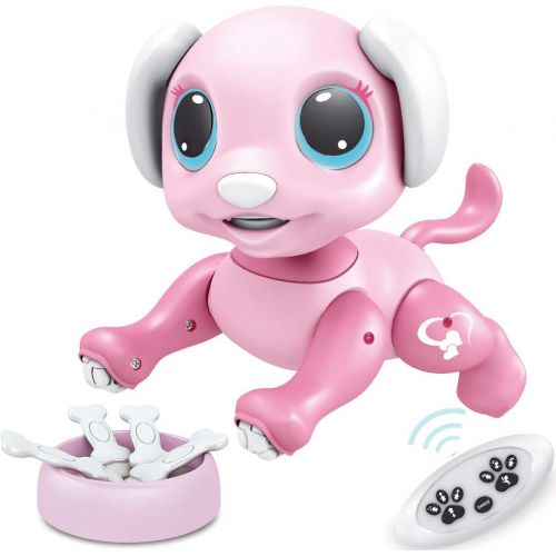  [아마존베스트]BIRANCO. Updated 2019 Smart Puppy - Remote Control, Gesture Control, STEM Programmable Actions, Lights and Sounds Electronic Pets Dog Toys, Ages 3 and Up (Pink)