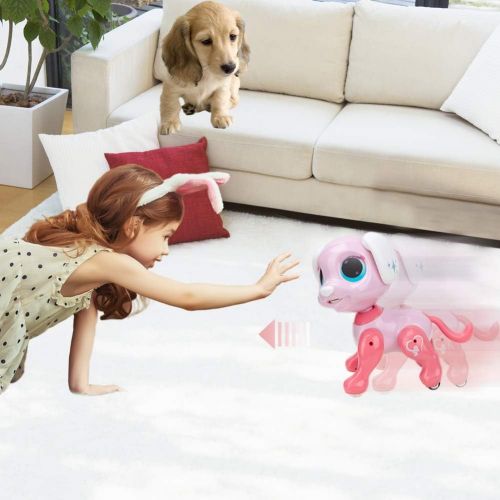  [아마존베스트]BIRANCO. Updated 2019 Smart Puppy - Remote Control, Gesture Control, STEM Programmable Actions, Lights and Sounds Electronic Pets Dog Toys, Ages 3 and Up (Pink)