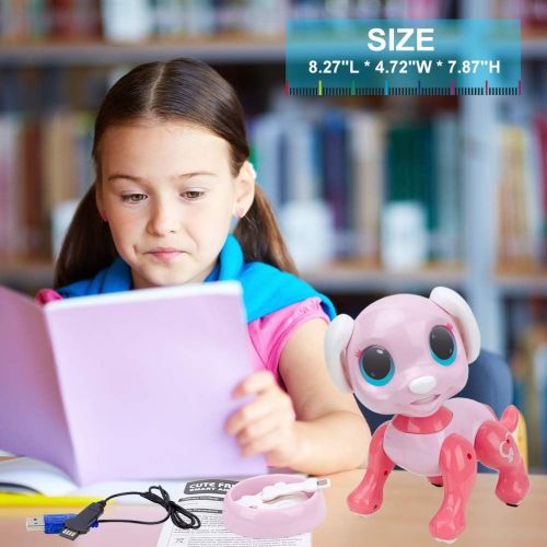  [아마존베스트]BIRANCO. Updated 2019 Smart Puppy - Remote Control, Gesture Control, STEM Programmable Actions, Lights and Sounds Electronic Pets Dog Toys, Ages 3 and Up (Pink)