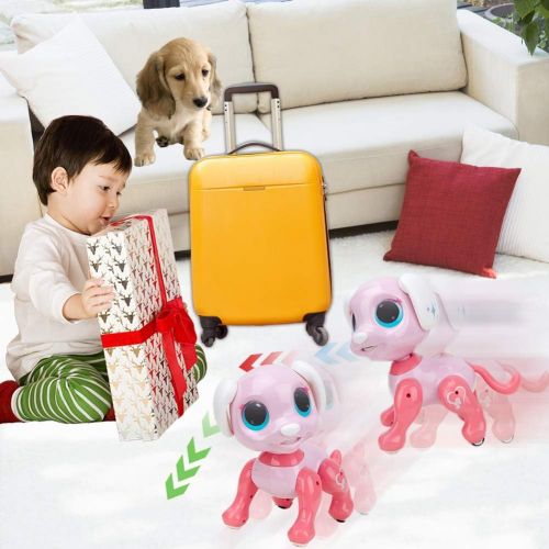  [아마존베스트]BIRANCO. Updated 2019 Smart Puppy - Remote Control, Gesture Control, STEM Programmable Actions, Lights and Sounds Electronic Pets Dog Toys, Ages 3 and Up (Pink)