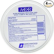 BIRCHWOOD Laboratories A-E-R Pre-Moistened Witch Hazel Pads, 160 Count (Pack of 4)