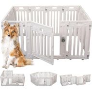 BIRDROCK HOME Dog Playpen with Door | 12 Panel | 25.6in H | Strong Plastic | Puppy Safety Fence Pen Playpen | Non-Slip and Secure Pet Gate | White