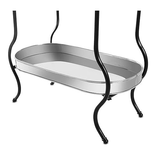  BIRDROCK HOME Stainless Steel Beverage Tub with Stand - Bottom Tray - Ice Bucket - Party Drink Holder - Wooden Handles - Outdoor or Indoor Use - Free Standing