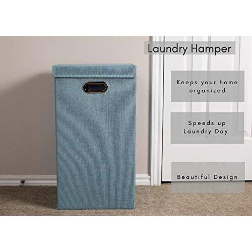  BIRDROCK HOME BirdRock Home Double Laundry Hamper with Lid and Removable Liners | Linen | Easily Transport Laundry | Foldable Hamper | Cut Out Handles