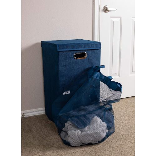  BIRDROCK HOME BirdRock Home Double Laundry Hamper with Lid and Removable Liners | Linen | Easily Transport Laundry | Foldable Hamper | Cut Out Handles