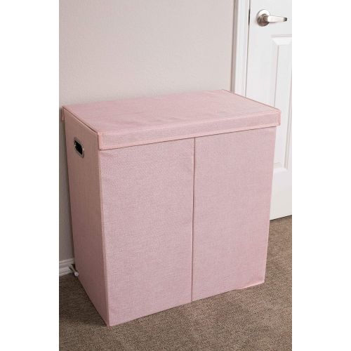  BIRDROCK HOME BirdRock Home Double Laundry Hamper with Lid and Removable Liners | Linen | Easily Transport Laundry | Foldable Hamper | Cut Out Handles