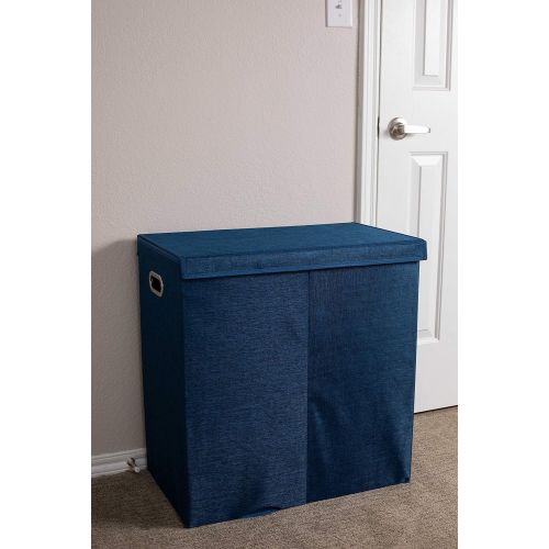  BIRDROCK HOME BirdRock Home Double Laundry Hamper with Lid and Removable Liners | Linen | Easily Transport Laundry | Foldable Hamper | Cut Out Handles