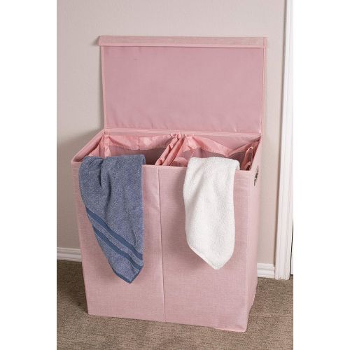  BIRDROCK HOME BirdRock Home Double Laundry Hamper with Lid and Removable Liners | Linen | Easily Transport Laundry | Foldable Hamper | Cut Out Handles