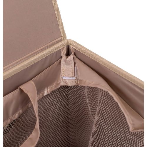  BIRDROCK HOME BirdRock Home Double Laundry Hamper with Lid and Removable Liners | Linen | Easily Transport Laundry | Foldable Hamper | Cut Out Handles