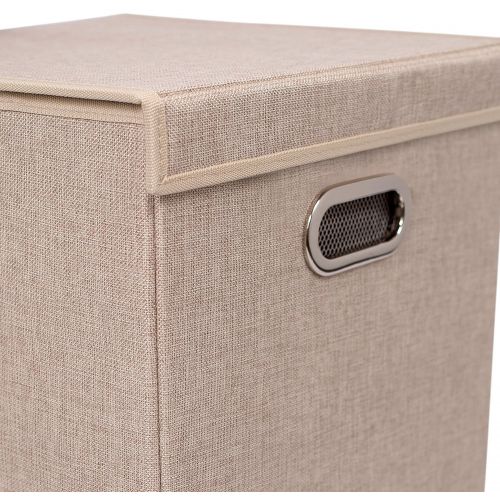  BIRDROCK HOME BirdRock Home Double Laundry Hamper with Lid and Removable Liners | Linen | Easily Transport Laundry | Foldable Hamper | Cut Out Handles