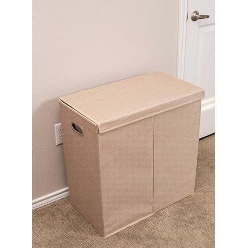  Double Laundry Hamper with Lid | Removable mesh bags | Dual Compartment Clothes Hamper | Cream