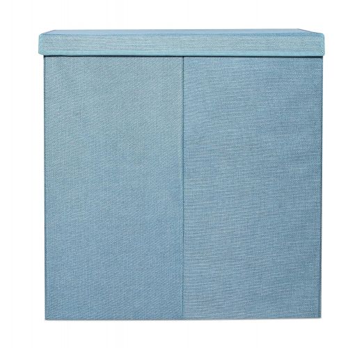  BirdRock Home Double Laundry Hamper with Lid and Removable Liners - Light Blue - Linen - Easily Transport Laundry - Foldable Hamper - Cut Out Handles