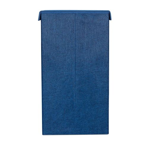  BirdRock Home Single Laundry Hamper with Lid and Removable Liner - Navy - Linen - Easily Transport Laundry - Foldable Hamper - Cut Out Handles