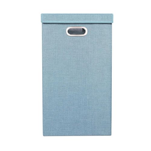  BirdRock Home Single Laundry Hamper with Lid and Removable Liner - Light Blue - Linen - Easily Transport Laundry - Foldable Hamper - Cut Out Handles
