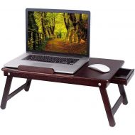 [아마존베스트]BIRDROCK Home Bamboo Laptop Bed Lap Tray - Multi-Position Adjustable Tilt Surface - Pull Down Legs - Storage Drawer - Great for Computer iPad Book Coloring Stand - Espresso