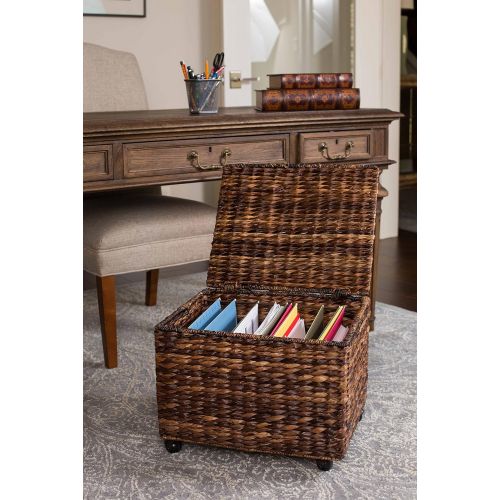  BIRDROCK HOME Seagrass Rolling File Cabinet | Storage | Home Office Decor | Abaca | Espresso