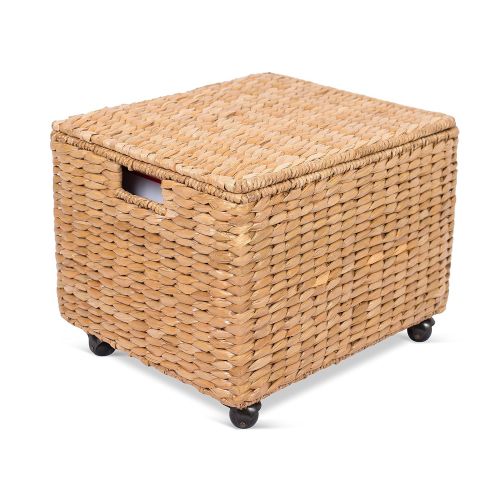  BIRDROCK HOME Seagrass Rolling File Cabinet | Storage | Home Office Decor | Abaca | Espresso