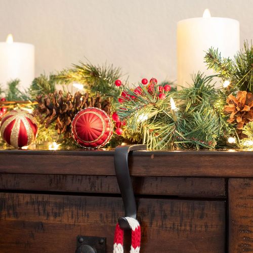 BIRDROCK Home 4 Pack Christmas Stocking Mantel Hooks - Holder - Mantle Fireplace Topper - Metal Hanger for Stockings - Home Decor Stand (4 Pack - Mantel Hooks - Oil Rubbed Bronze)