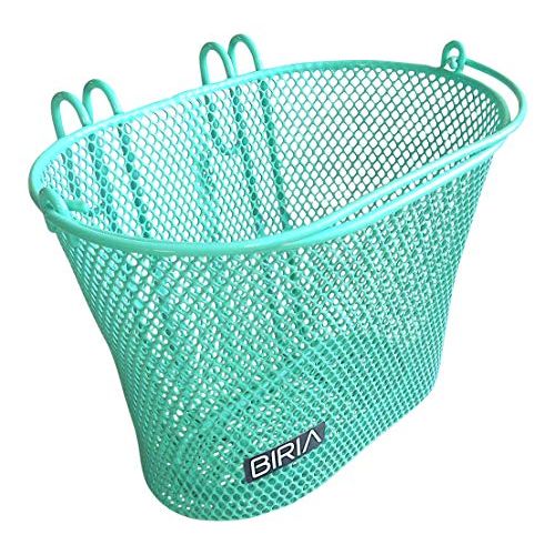  Biria Basket with Hooks Green, Front, Removable, Children Wire mesh Small Kids Bicycle Basket, New, Green