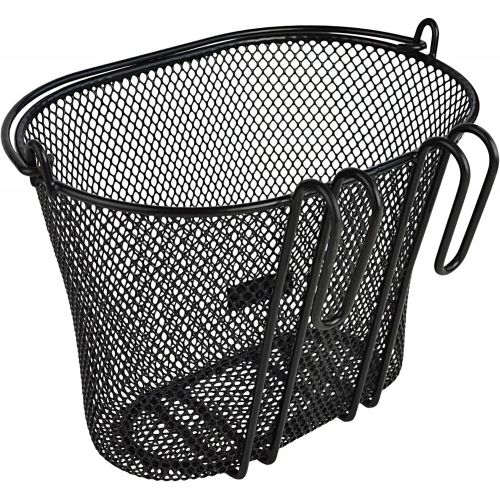  BIRIA Basket with Hooks Black, Front, Removable, Wire mesh Small, Kids Bicycle Basket, Black