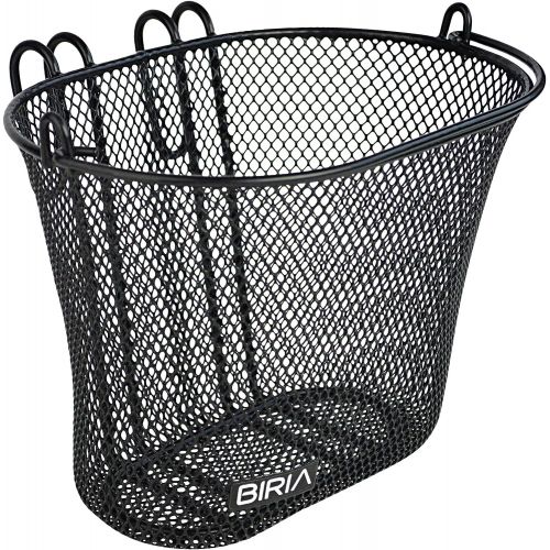  BIRIA Basket with Hooks Black, Front, Removable, Wire mesh Small, Kids Bicycle Basket, Black